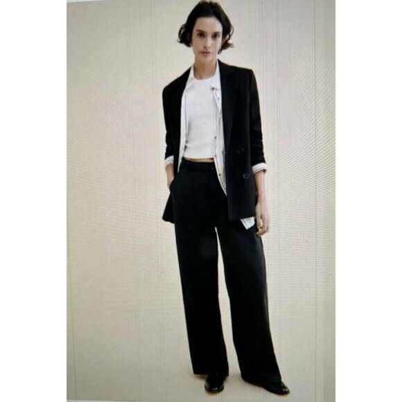 MADEWELL The Harlow Wide-Leg Lightweight Twill Pants Black Women’s Size 2P - Picture 3 of 16